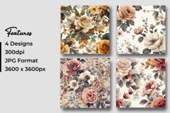 Vintage Floral Digital Paper Product Image 3