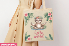 Hello World PNG, Sloth Sublimation PNG Product Image 3