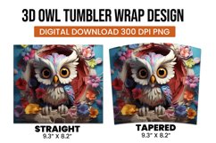 3D Owl Floral Tumbler Wrap Sublimation Product Image 2