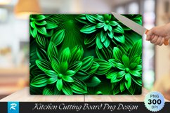 3D Green Floral Cutting Board Sublimation Design Product Image 1