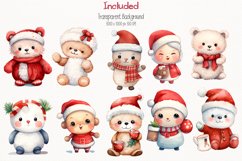 Cute Animals Christmas Watercolor 45 Cliparts Collection Product Image 3
