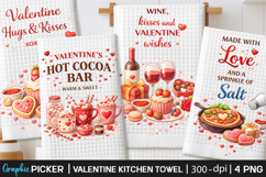 Valentine Kitchen Towel PNG, Valentine day Sublimation, Xoxo Product Image 1