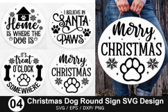 Christmas Dog Round Sign SVG Design - Christmas Door Sign Product Image 1