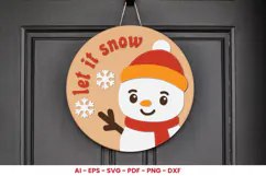 Christmas Round Sign Laser Cut SVG | Christmas Door Hanger Product Image 1