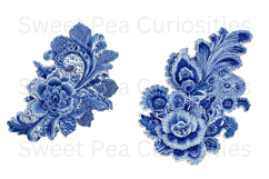 Blue Toile, Ephemera, PNG, Clipart, Junk Journal, flowers Product Image 3