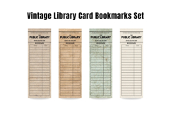 Vintage Library Card Bookmarks, Printable Reading List Product Image 3