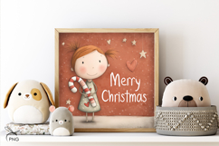 Cute Christmas girl digital paper, background clipart Product Image 3