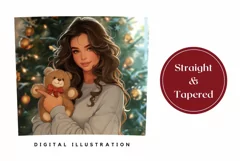 Cute Christmas Girl Tumbler Design, Christmas Tree Tumbler Product Image 3