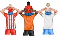 Football soccer clipart father and son daughter Product Image 2