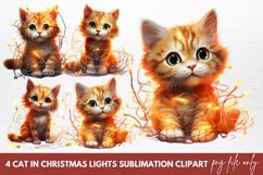 Cat In Christmas Lights Sublimation Clipart Product Image 1