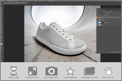 Dynamic Fisheye Lens Sneaker PSD Product Image 3