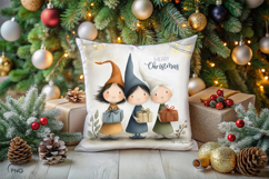 Cute christmas gnomes digital paper, background clipart Product Image 3