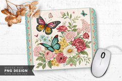 Butterfly Blooms Quilt Pattern Mouse Pad PNG Design Product Image 1