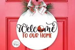 Welcome To Our Home Santa SVG | Christmas Round Sign Design Product Image 3