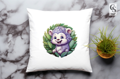 Green Hedgehog Leaf Clipart Sublimation PNG Product Image 3