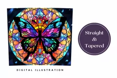 Stained Glass Butterfly Tumbler Design, Butterflies PNG Product Image 3