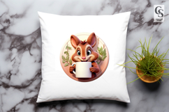 Cute Bunny With Coffee Mug Clipart Sublimation PNG Product Image 3