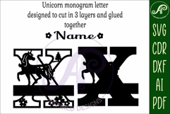 Unicorn Capital Monogram Letter name sign X SVG Product Image 3