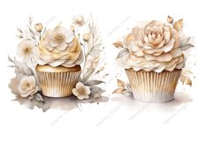 Gold Floral Cupcake Clipart Product Image 3