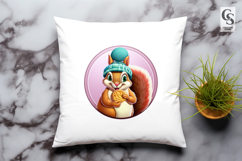 Cute Squirrel In Winter Outfit Clipart Sublimation PNG Product Image 3