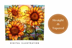 Sunflowers Tumbler Wrap, Stained Glass Flowers Sublimation Product Image 3