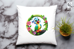 Colorful Parrot With Flowers Clipart Sublimation PNG Product Image 3