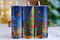 Merry Christmas Tree Tumbler Wrap | Christmas Wrap Product Image 1
