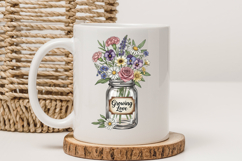 Growing Love PNG, Vintage Floral Mason Jar Sublimation Product Image 3