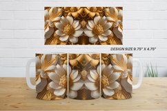 3D Golden Flowers Mug Wrap | Sublimation Coffee Cup Product Image 5