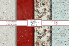 Floral Christmas Digital Paper, Winter Botanical Patterns Product Image 1