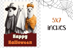 Retro Halloween Greeting Card, Halloween Lama Wall Art Product Image 3
