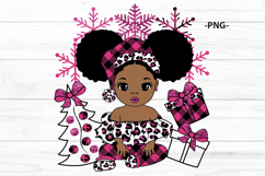 Christmas Black Girl PNG Cute Pink Plaid Afro Girl Product Image 3