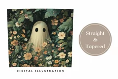 Cartoon Ghost Tumbler Wrap, Floral Halloween Tumbler PNG Product Image 3