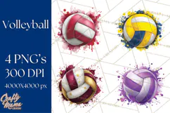 Volleyball Clipart PNG with Team Color Paint Splash Design Product Image 1