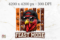 Feast Mode PNG, Striped Thanksgiving Turkey Sublimation Product Image 2
