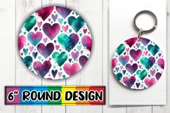 Cozy Circle Car Coaster Sublimation, Heart Product Image 1