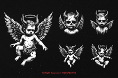 10 Bundle Dark Art Baby Angel Kids Wings Child Heaven Skull Product Image 5