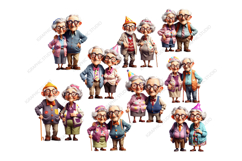 Grandparents clipart,Birthday Png, Old Couple clipart Product Image 3
