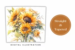 Sunflower Tumbler Wrap, Watercolor Flowers Sublimation Product Image 3
