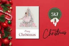 Pink Christmas Greeting Card, Watercolor Ballerina Card Product Image 3