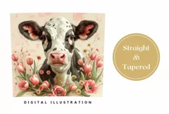 Cute Cow Tumbler Design, Tulips Tumbler Sublimation Design Product Image 3