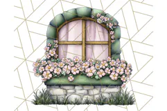 Pink Cottagecore Garden PNG Clipart, Vintage Floral Art Product Image 3