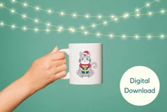 Pretty Christmas Cat PNG, Christmas Sublimation Design PNG Product Image 3