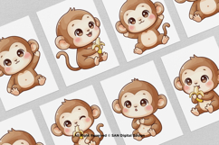 15 Bundle Watercolor Baby Monkey Animal Primate Banana Kids Product Image 3