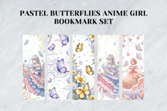 Pastel Butterflies Anime Girl Bookmark Set,Kawaii Aesthetic Product Image 3