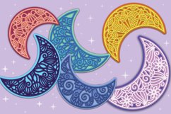 3D Zentangle Moons - 6 SVG items / 3 layers each Product Image 3