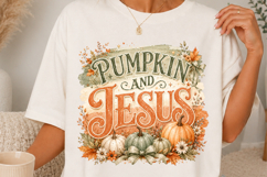 Pumpkin and Jesus Christian Fall Autumn Sublimation SVG Product Image 1