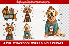 4 Christmas Dog Lovers Clipart | Festive Holiday Puppy PNG Product Image 1