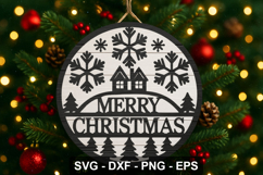 Merry Christmas Round Sign SVG Laser Cut File Product Image 3