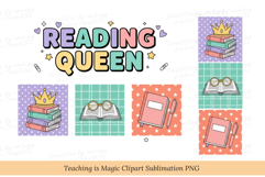 Reading Queen Clipart Sublimation PNG, Book Lover Gift Product Image 2